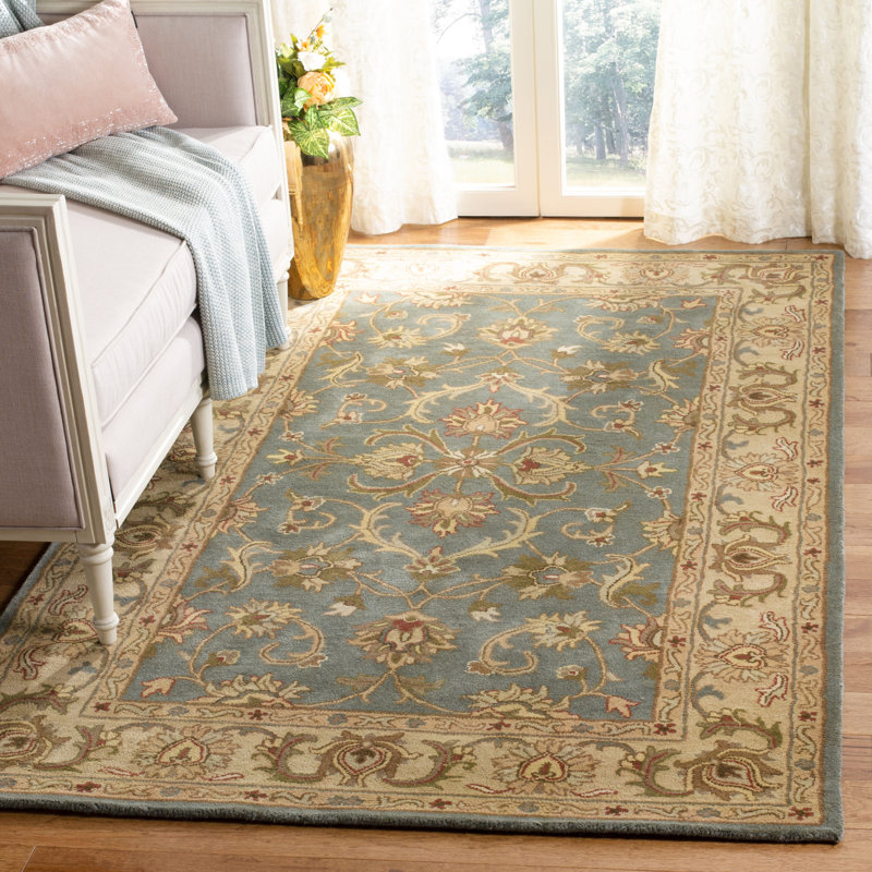 Astoria Grand Taylor Oriental Handmade Tufted Wool Beige/Blue Area Rug